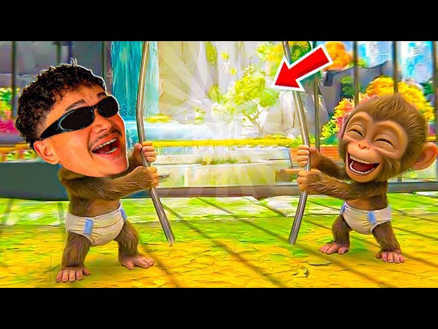 Fugindo da jaula do ZOOLÓGICO com o macaco cezinha - i AM monkey VR