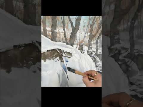 #shorts Winter Forest - Landscape Watercolor (Arches <strong>rough</strong>, wet-in-wet) NAMIL ART