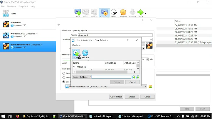 Create a VM from a VDI file in virtualbox