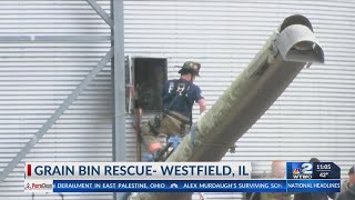 Man airlifted to hospital after rescued from grain bin