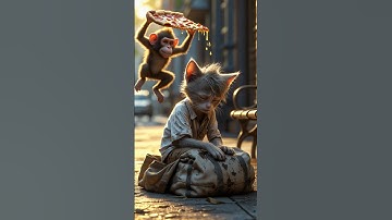 "Munna, the Pizza, and the Naughty Monkey #youtubeshorts #ytshorts #ai #aivideo #emotionalstory #cat