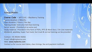 BlackBerry Application Development Training in Bangalore