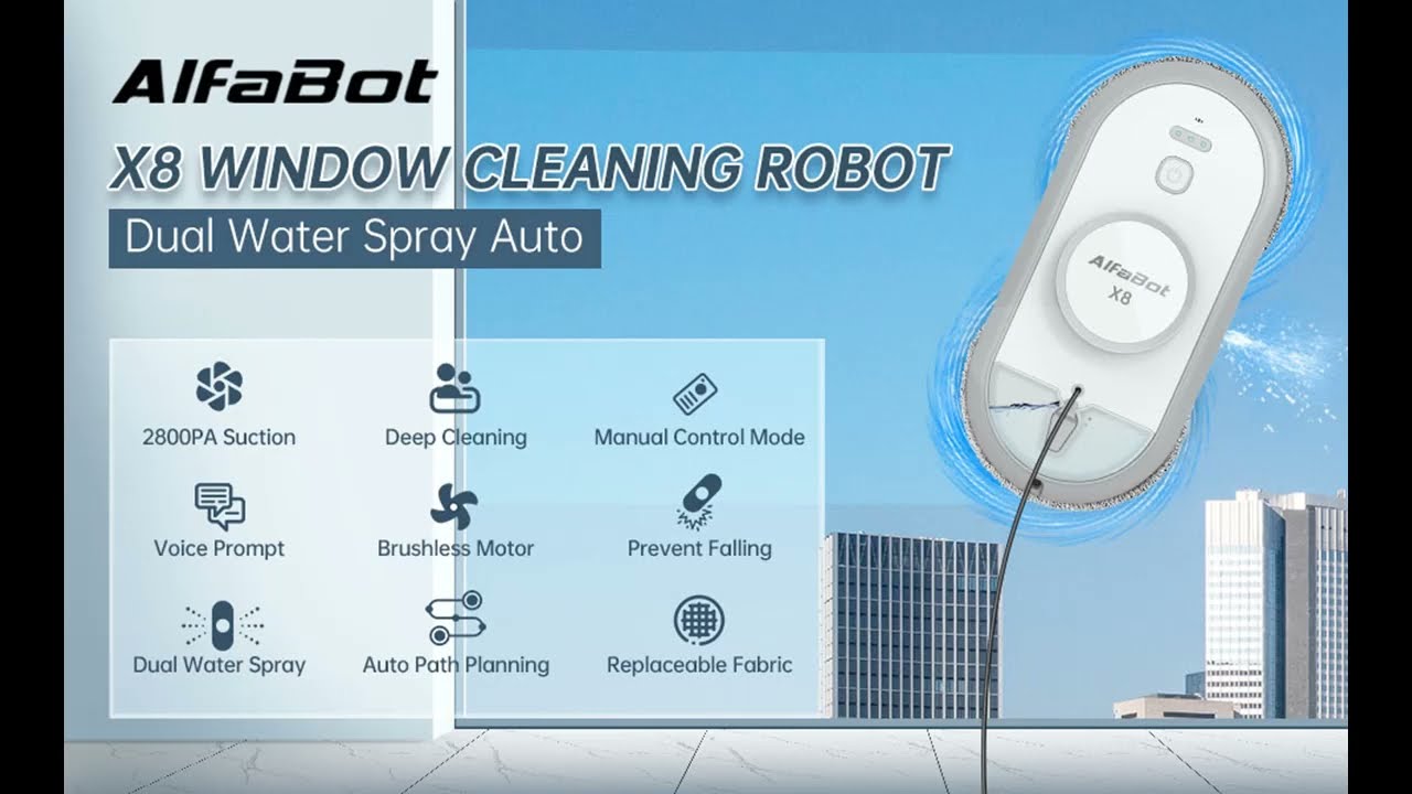 AlfaBot Window Cleaning Robot with Dual Water Spray - YouTube