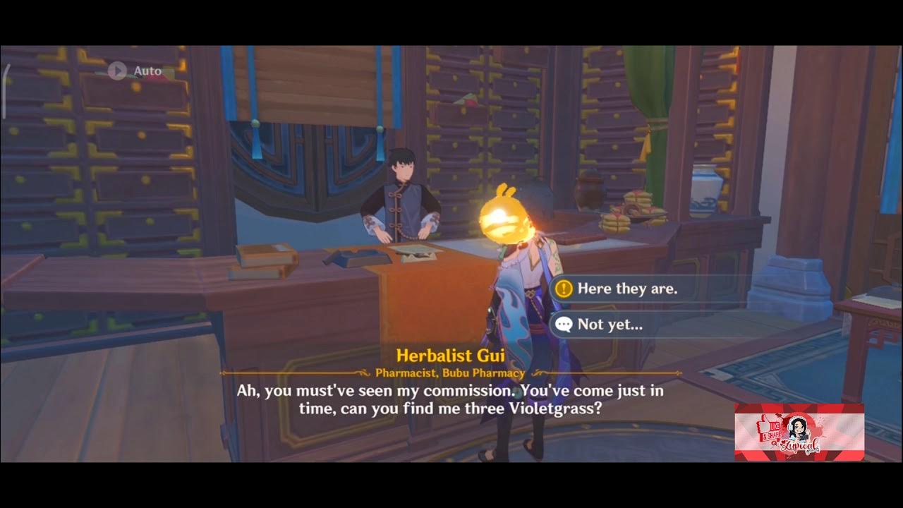 Herbalist Gui needs Violetgrass then sells them Genshin Impact YouTube