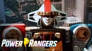Ninja Megazord First Battle | Mighty Morphin | Power Rangers 