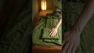 Forest Green Japanese Bedroom ASMR 🎍 | Moss Linen Bedsheet Sounds | Dream Bed Sounds #Shorts #ASMR