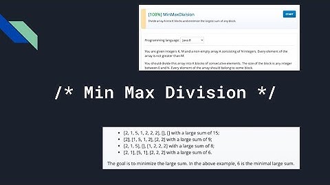 MinMaxDivision (Codility Lesson #14) | Design & code(Java) coding interview question