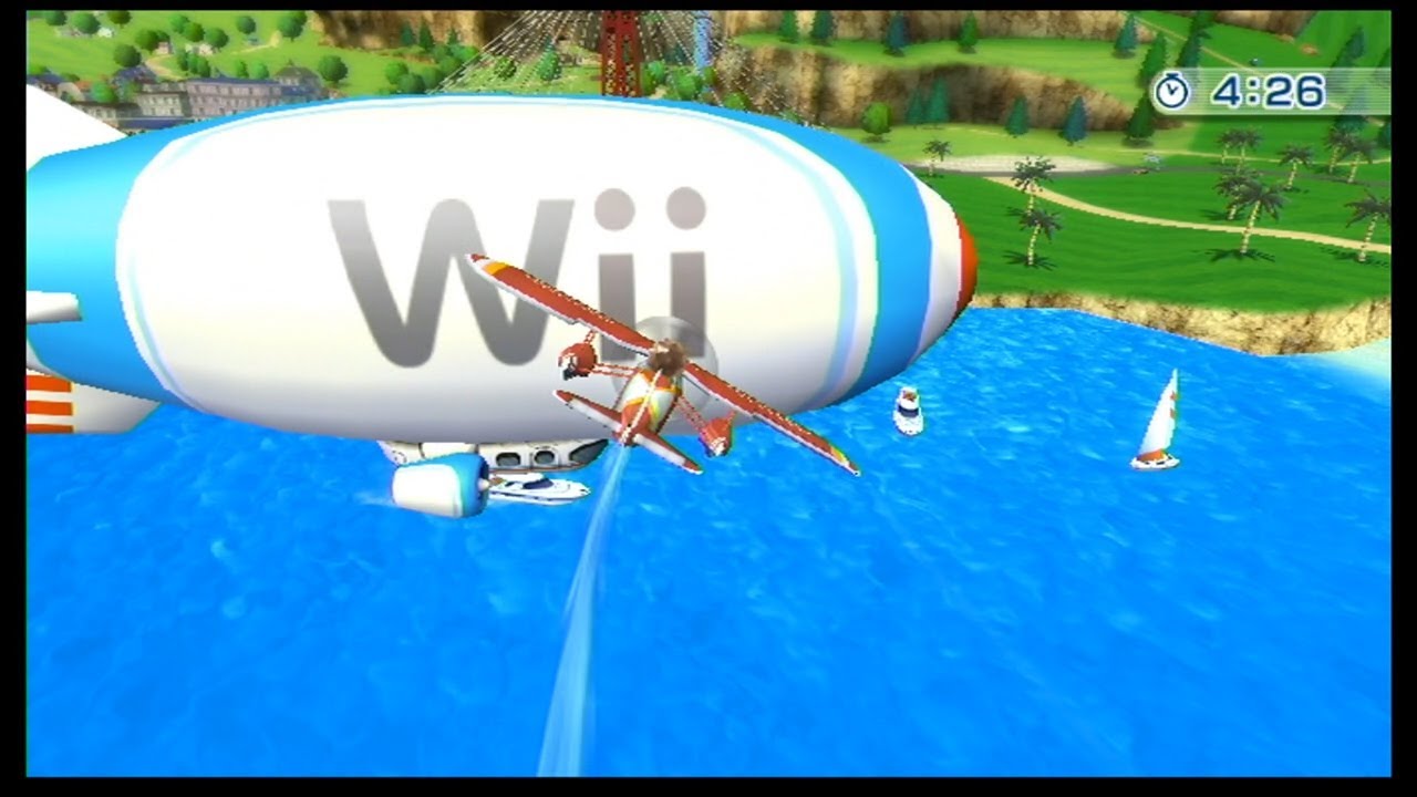 Wii Sports Resort Wiiスポーツリゾートの遊覧飛行 とりあえず 飛行船に激突してみた Youtube