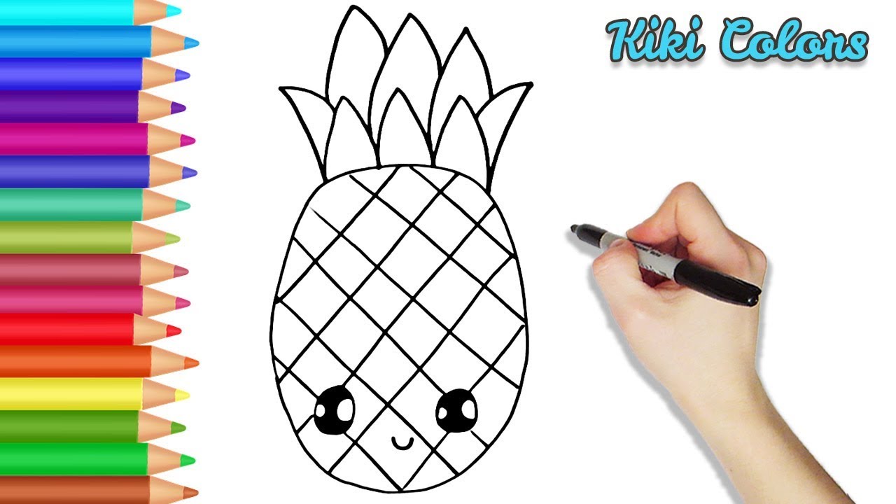 How to Draw Cute Pineapple Part 1 | Teach Drawing for Kids and Toddlers Coloring Page Video ...