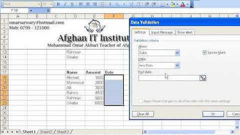 MS Excel 2003 Part 21) Data Menu in Dari / Farsi Omar Akbari