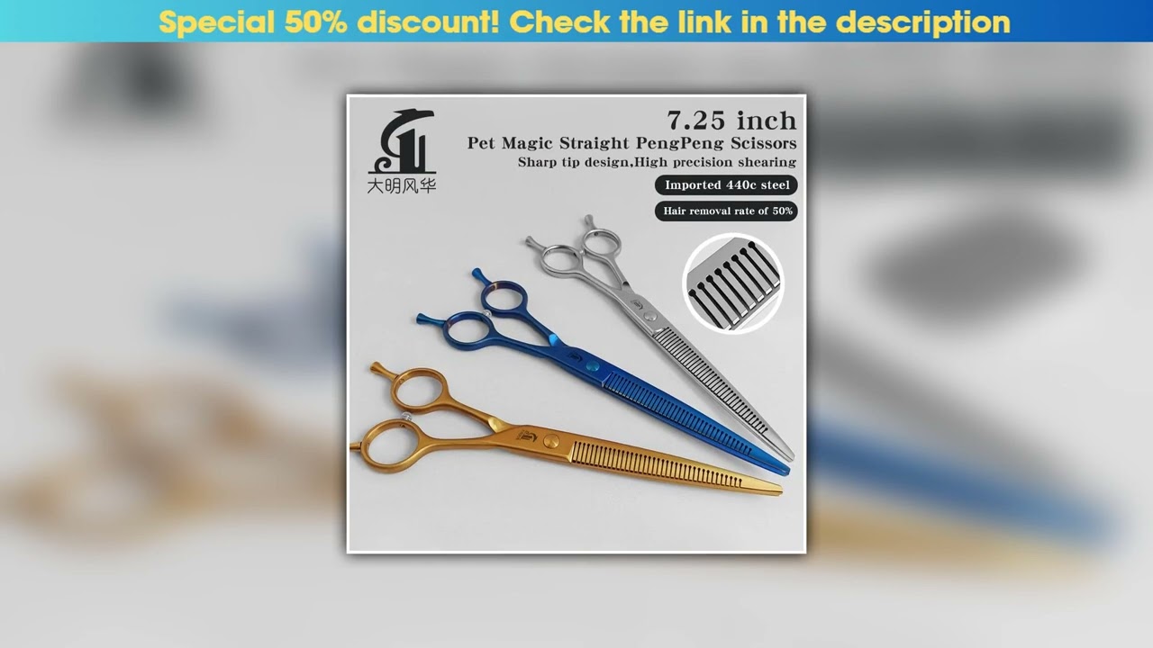 Best 7.25 Inch Pet Grooming 5D Magic Pengpeng Scissors JP440C Hair removal rate of 50% Sharp tip de