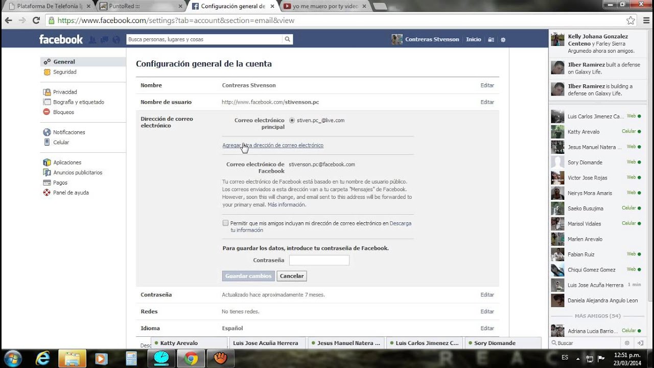 Incierto sonido Una noche como cambiar el correo electronico de tu facebook - YouTube