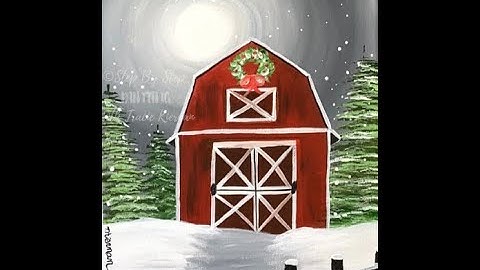 Winter Barn Acrylic Painting Tutorial For Beginners