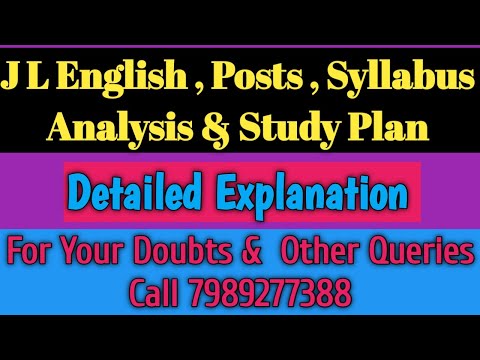 J L English Syllabus Analysis And Study Plan Detailed Explanation