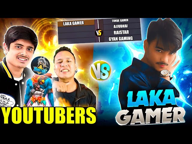 4 Big Youtuber vs Laka Gamer😱 Most intense Game Ever - Garena free fire class=