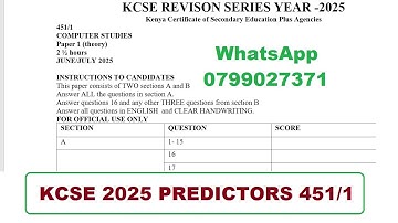 KCSE 2025 Computer Studies Paper 1 Predictor | Theory That Hits the Mark! 451/1 (Theory)
