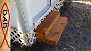 Easy and cheap shed step using two boards Easy and cheap shed step using two boards Replaced broken uneven cinder block steps for our shed with these quick and easy