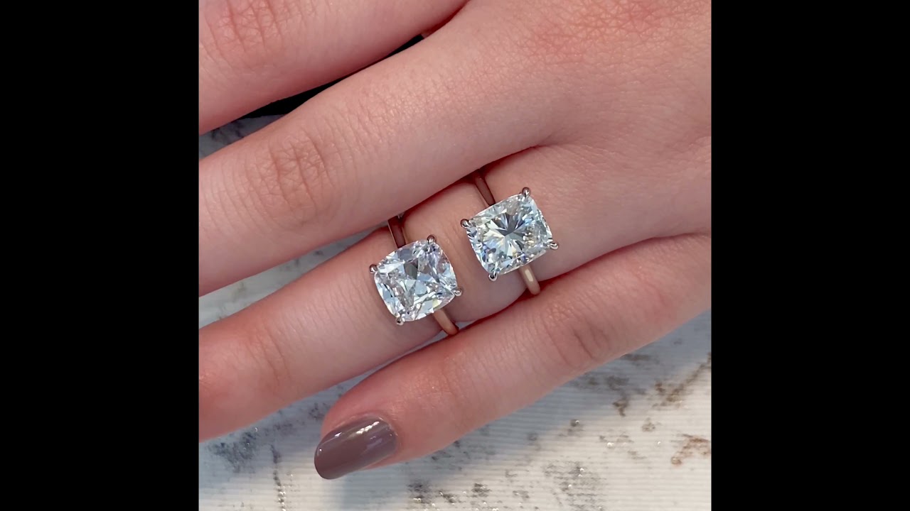 Natural vs Lab Grown Cushion Cut Diamond Engagement Ring Solitaires