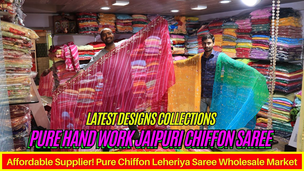 Affordable Saree Supplier!! Pure Chiffon Leheriya Saree Wholesale Market and Manufacturer in Jaipur