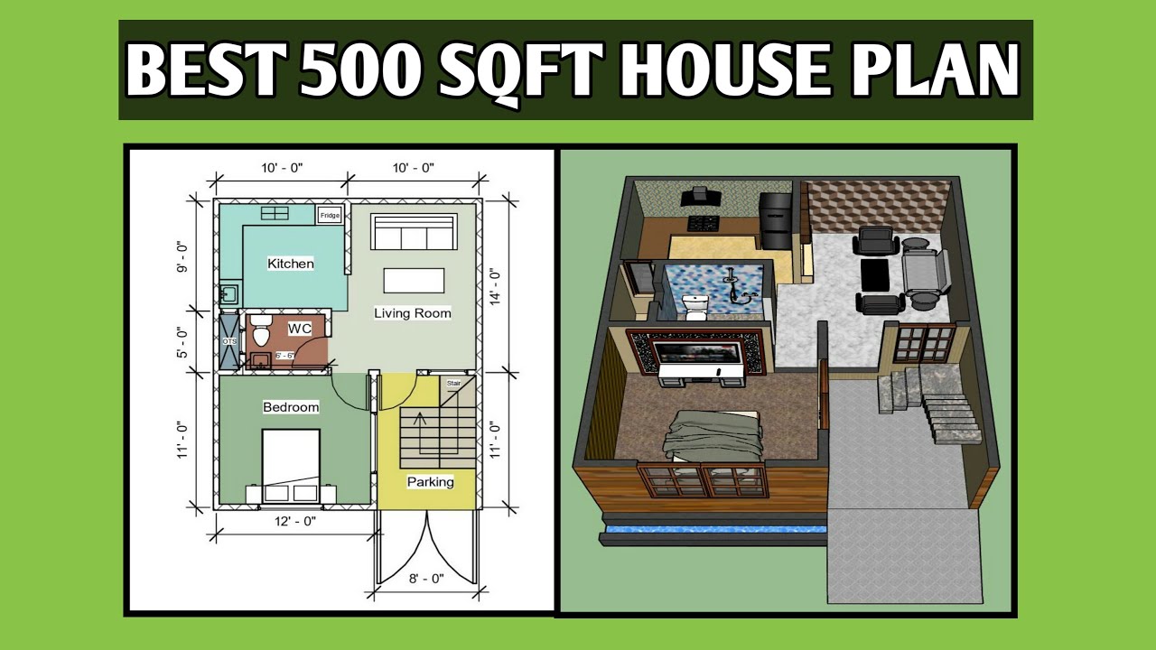500 Sq Ft House Design| 3D Plan | Estimate | 500 वर्ग फुट का घर का नक्शा |  Best House Design - Youtube