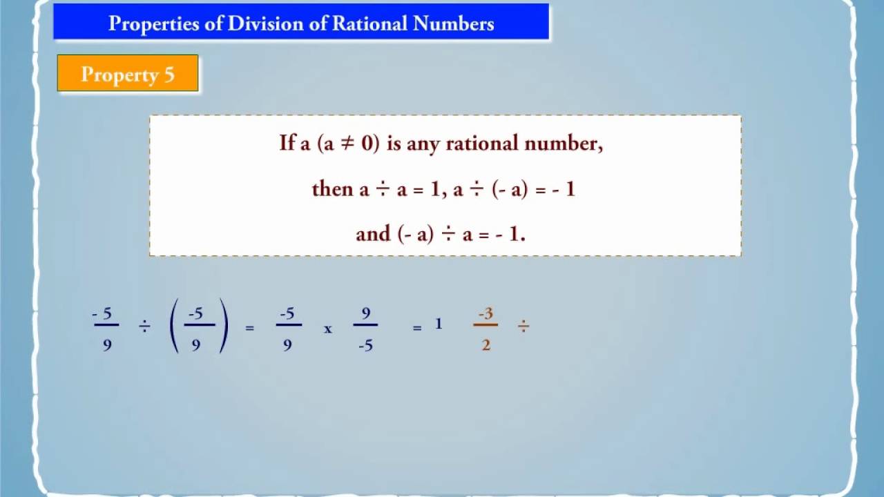 Properties of Division of Rational Numbers - YouTube