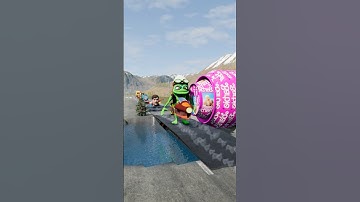 Train & Spider Man & Spongebob & Mrbeest & Squid Game VS Bollard barbie in BeamNG Drive #shorts