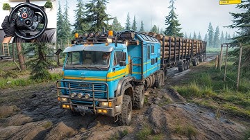 Ultimate Log Trailers Haul With Azov 64131 | SnowRunner | Logitech G29 Gameplay | #992