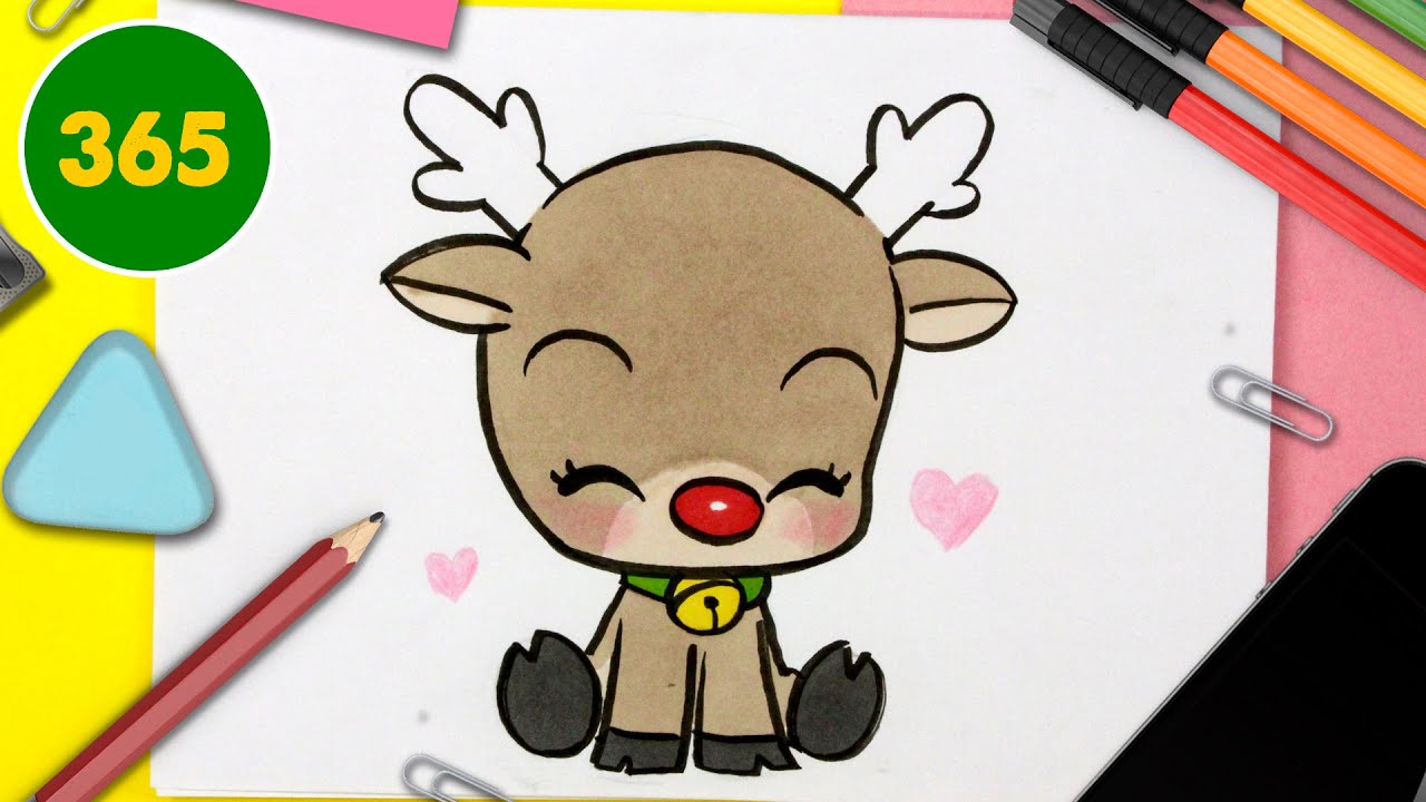 Disegni Kawaii Di Natale Facili.Come Disegnare Renna Kawaii Come Disegnare Animali Youtube