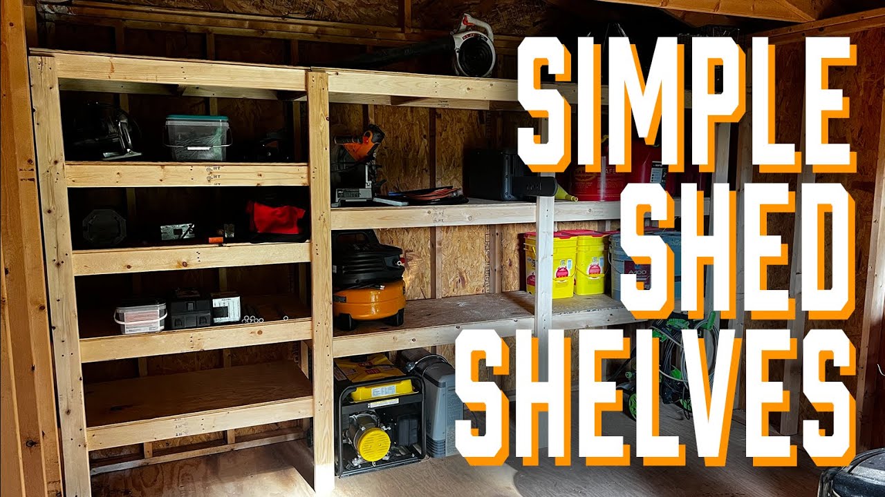 Simple Shed Storage Shelves - YouTube
