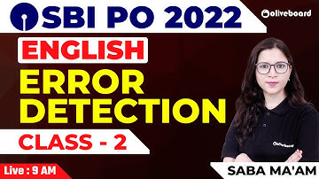 SBI PO English 2022 | Error Detection For SBI PO | Class - 2 | By Saba Ma