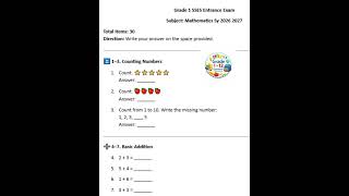 G1 SSES  Entrance exam sy 2026 2027