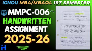 MMPC-006 HANDWRITTEN SOLVED ASSIGNMENT 2025-26 | IGNOU MBA / MBAOL 1ST SEM SOLVED ASSIGNMENT 2025-26