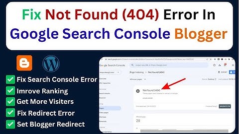 Fix Not Found (404) Error In Google Search Console Blogger | Search Console Not Found (404)