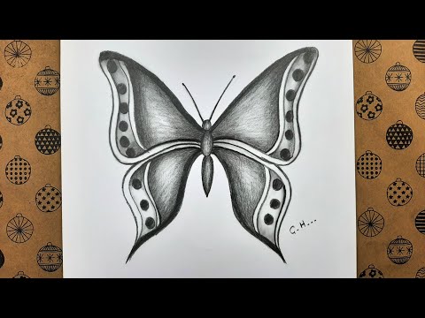 Kelebek Çizimi, Adım Adım Karakalem,  Kolay ve Güzel Bir Kelebek Nasıl Çizilir, Çizim Hobimiz 2021