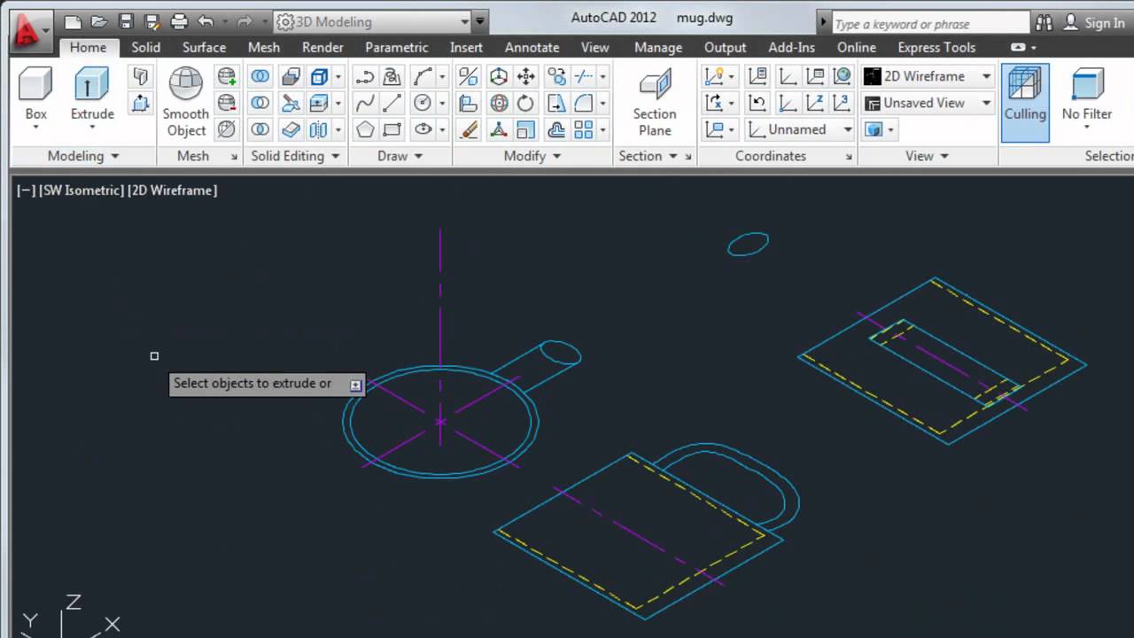 Convert 2D Objects to 3D — AutoCAD 2012 - YouTube box dimensions diagram 