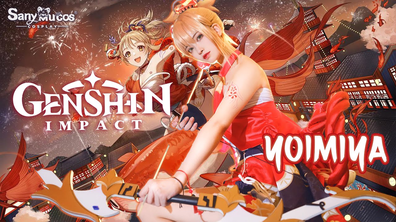 【SanyMuCos】Genshin Impact Yoimiya Cosplay Costume Premium Edition Detail Show