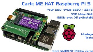 Carte Raspberry Pi 5 M2.HAT PCIe et Makerdisk NVMe SSD 128Go