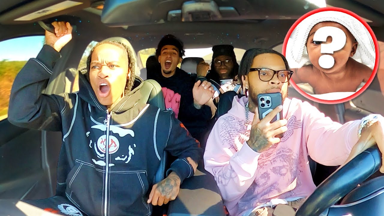 RUSHING TO SEE MY NEW BORN GET DELIVERED WHILE THE GANG IN THE CAR...