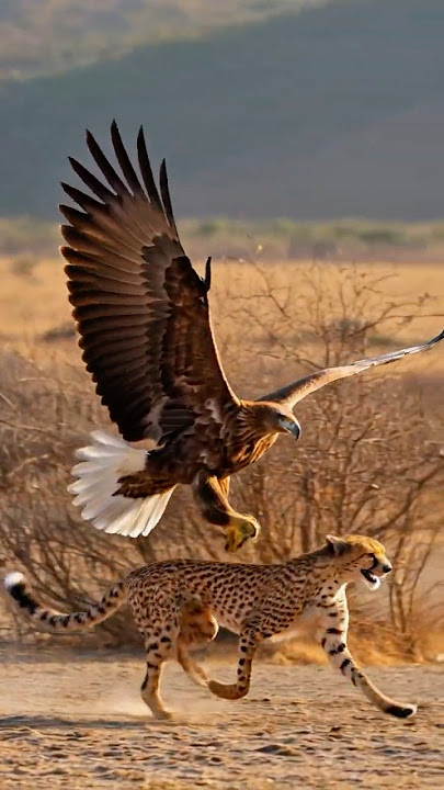 Strong Eagle Captures Cheetah and Flies to Nest #wildlife