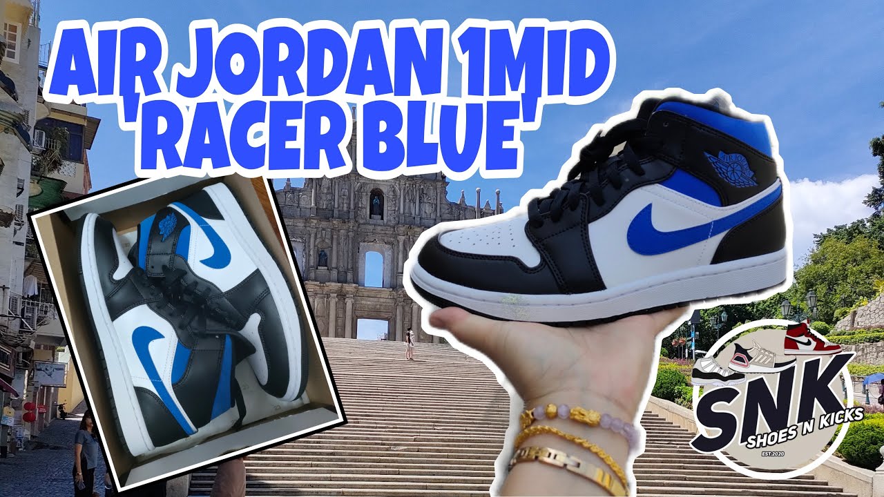 Air Jordan 1 Mid 'Racer Blue' On Feet Review | Unboxing - YouTube