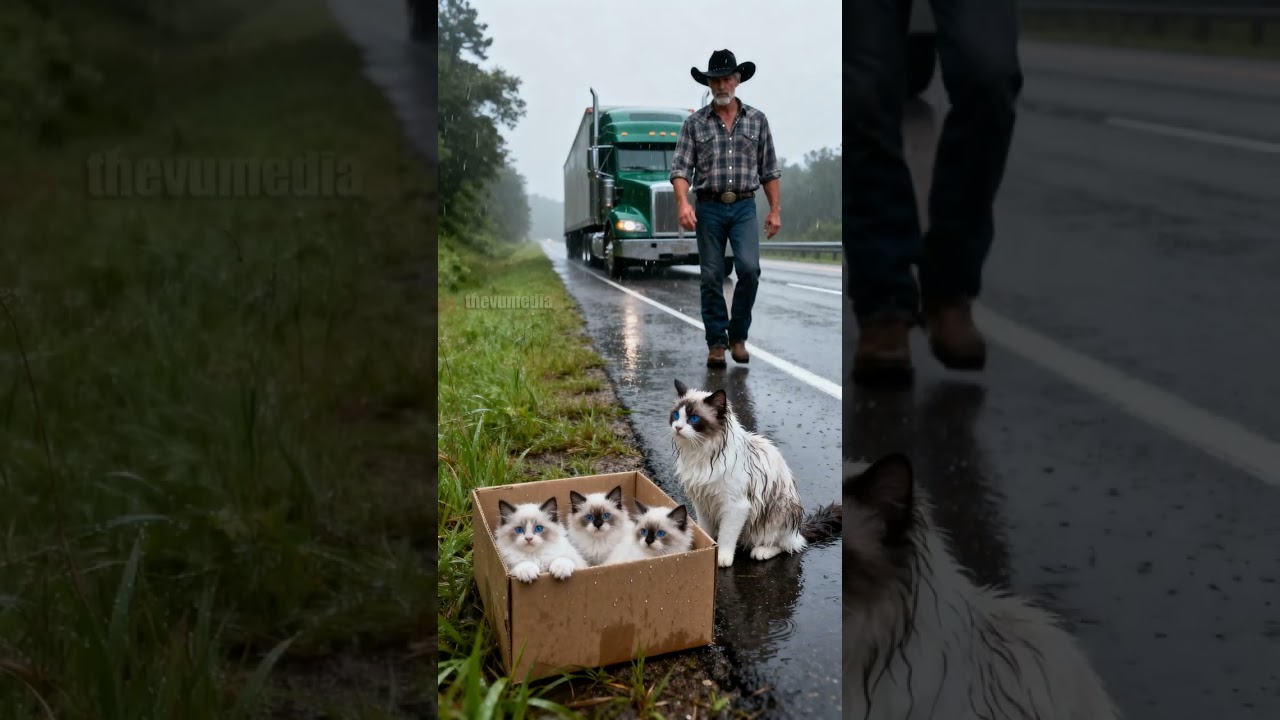 Heartwarming Rescue: Truck Driver Saves Abandoned Cat Family! #rescue #cats #heartwarming