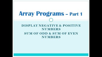 ICSE | Negative Positive | Sum of Odd and Even | Arrays Programs | Java