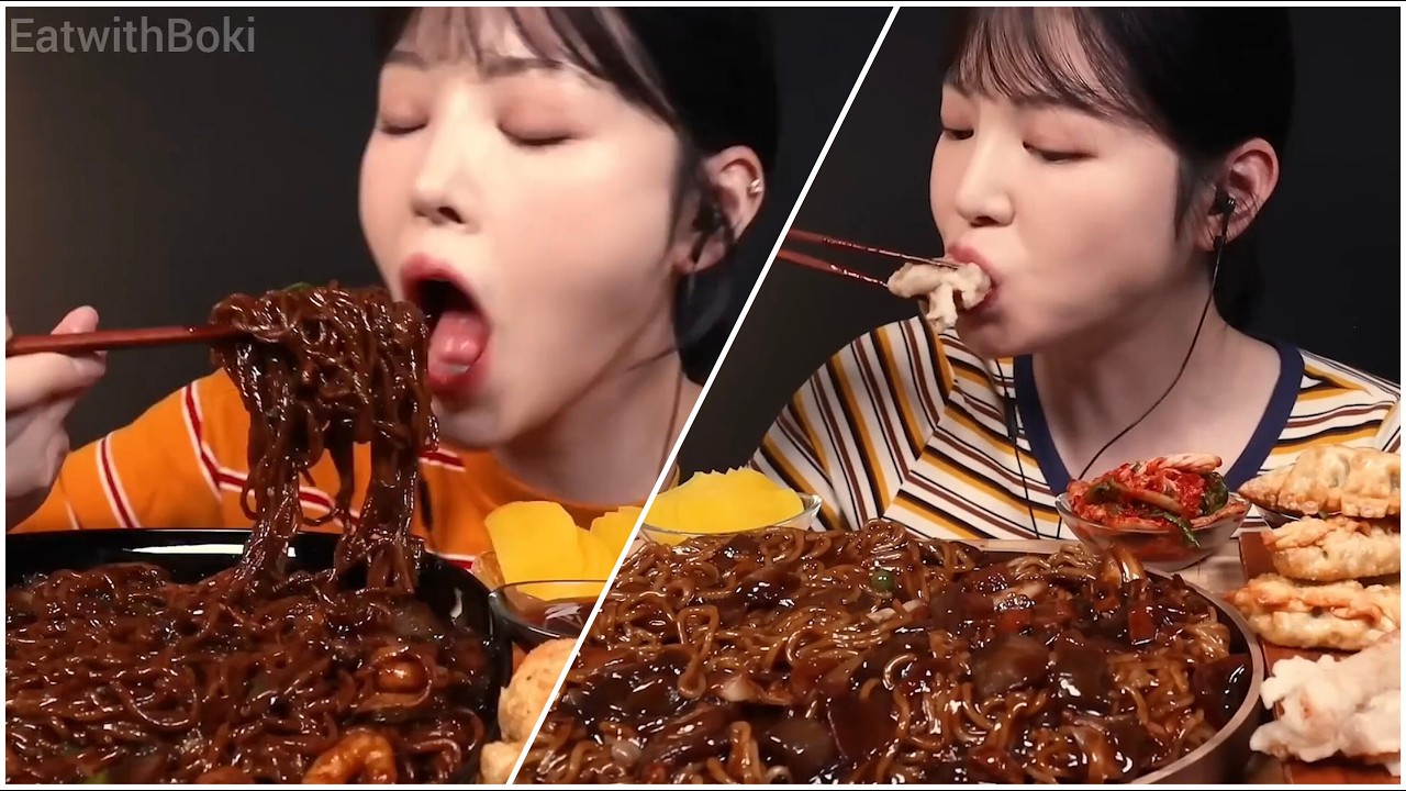 Mukbang spicy jjangmeon dumpling fried shrimp & chicken big bites asmr compilation voll 62