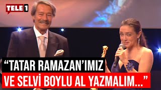 Altın Koza Film Festivali'nde Kadir İnanır'a ödül veren Merve Dizdar duygulandı:Hayaller kurduran...