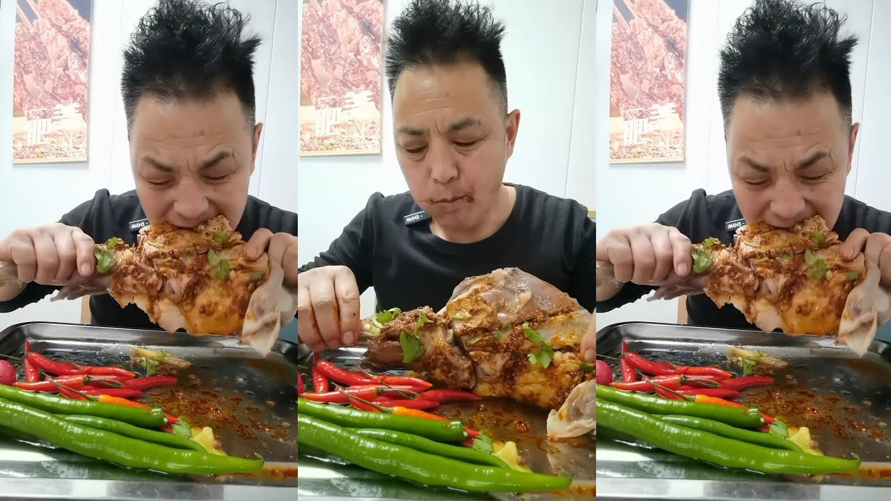 ASMR MUKBANG | SPICY LAMB SHANK WITH EXTRA HOT GARLIC SAUCE EATING 