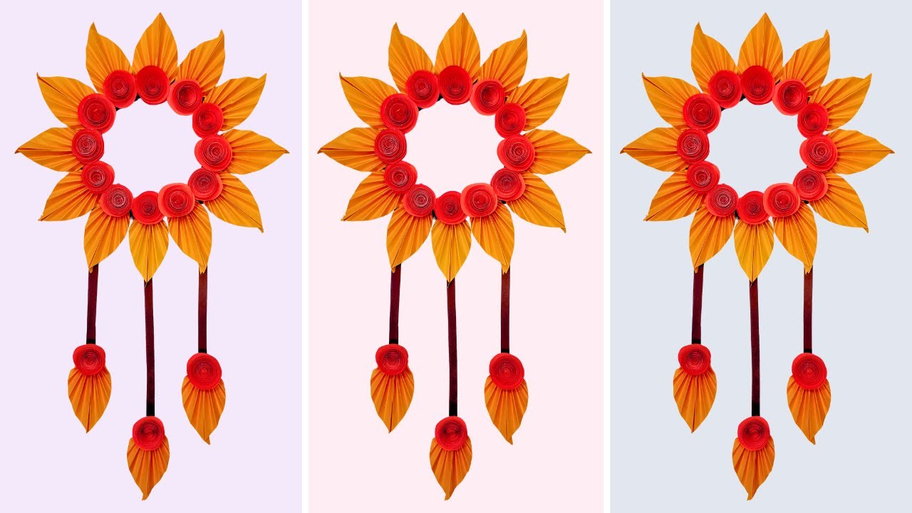 Easy Paper Flower Wall Hanging / Home Decoration / A4 sheet craft / DIY Wall Decor YouTube