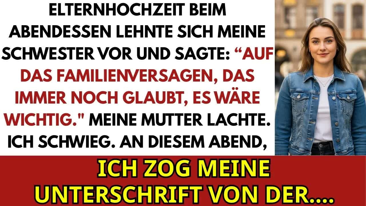 Der Tisch lachte, als meine Schwester ihr Glas hob: „Auf die Enttäuschung der Familie!“ Meine Mutter lachte mit, mein Vater starrte auf sein Glas, und ich nippte schweigend an meinem Kaffee....