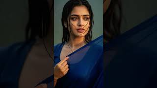 Sona Sona Soniye Roop Ka Nazaara Emotional Rainy Blue Saree Look Trending Short Video