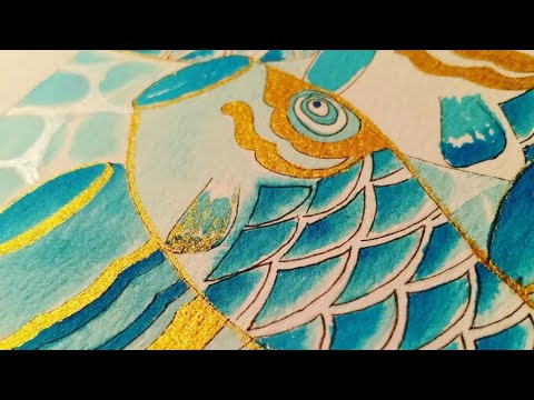 Dùng thử màu mực trong set bút thủy tinh - Koinobori painting 🎏(Test ink color in glass pens set) - youtube