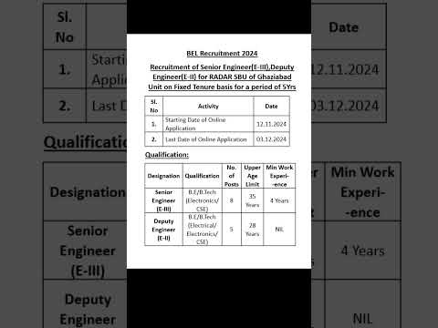 BEL Senior Engineer,